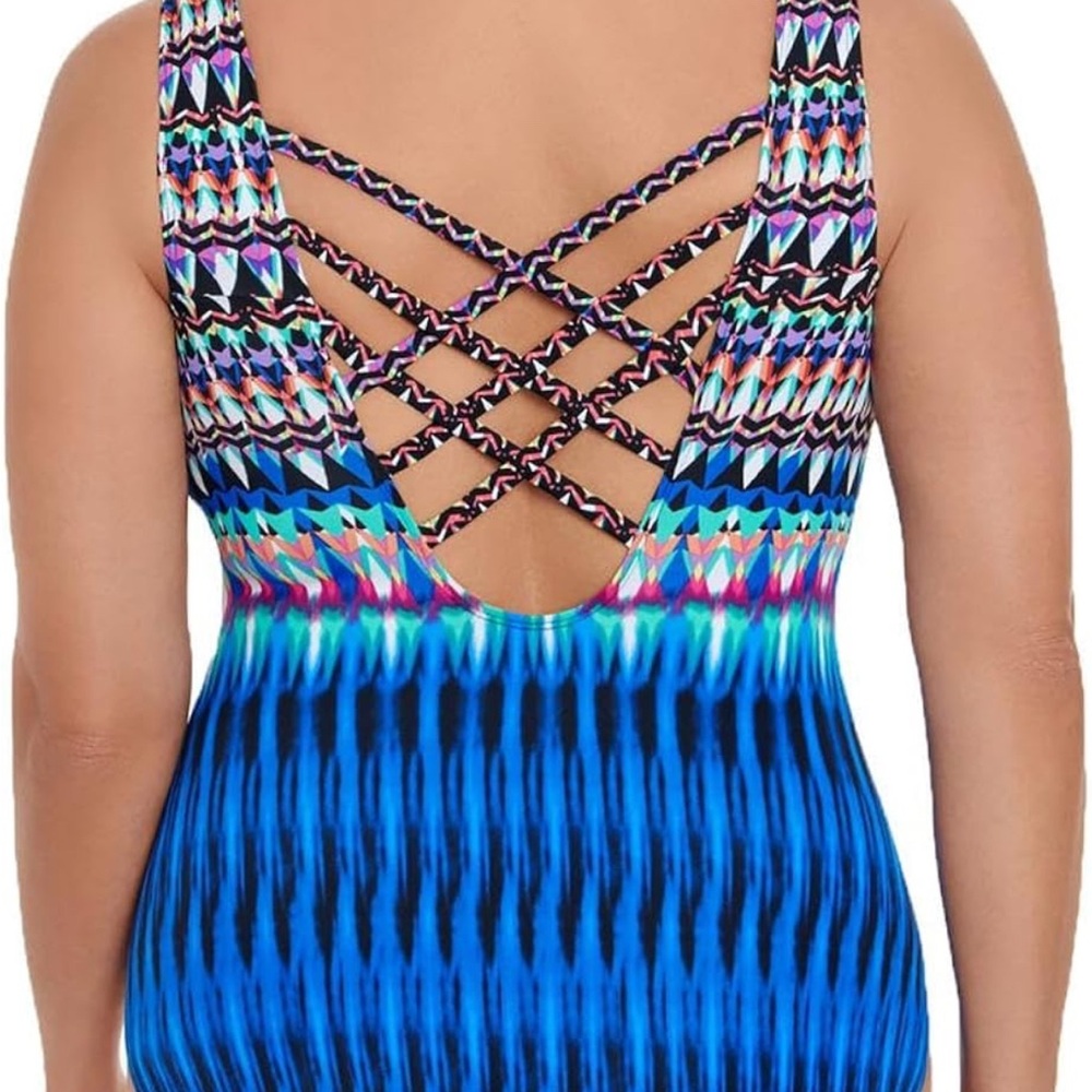 Swim Solutions Multicolor One-Piece Swimsuit - Picture 2 of 8